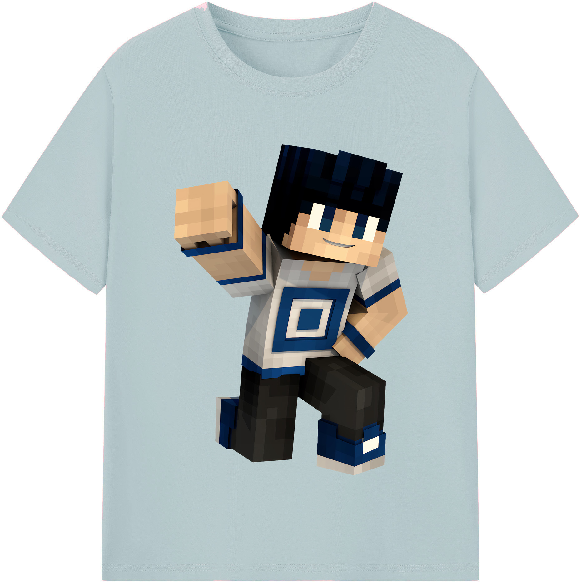 （画像用） マインクラフト ブロックの世界 Minecraft MC Block world 綿100％半袖Tシャツ（フロントプリント）